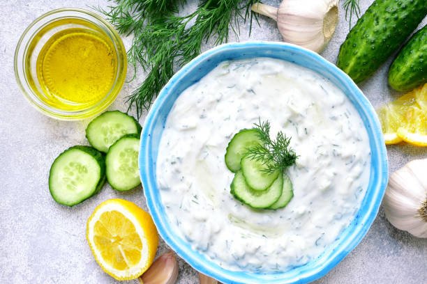 istock Tzatziki - yoghurt sauce with cucumber and dill 682391450