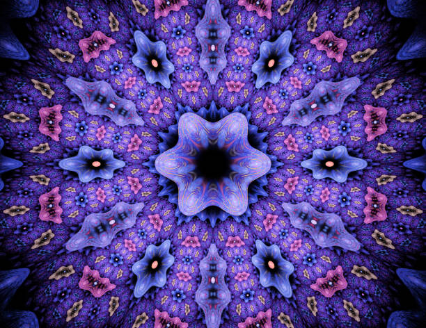 fond fractal abstraite pour la création et de design - kaleidoscope fractal psychedelic abstract photos et images de collection