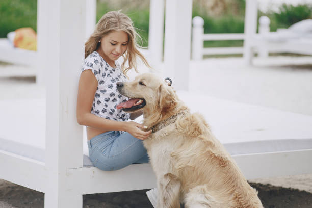 istock couple walking outdoors with her dog 682403350