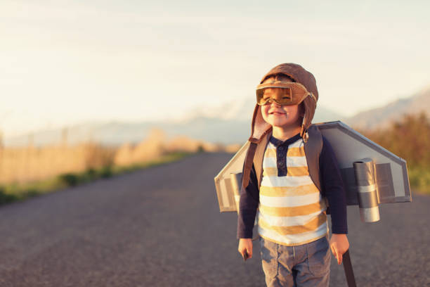 istock Young Boy with Jet Pack with Flying Goggles On 682405880