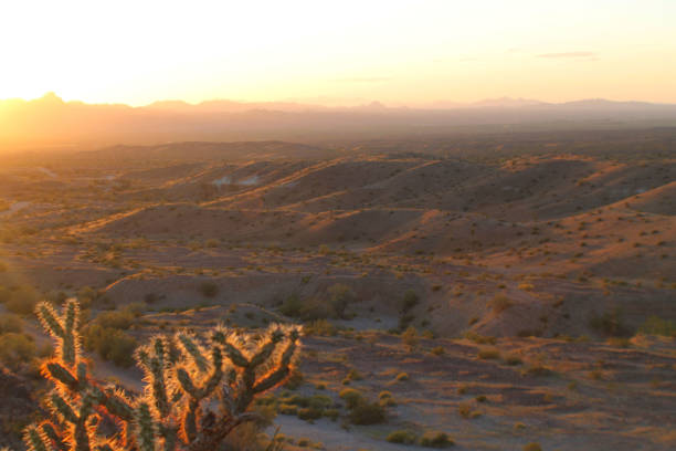 istock Golden Desert Landscape at Sunset 682413040