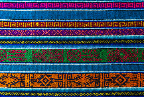 Detail of the typical traditional Andes textiles that can be found in Ecuador, Peru and Bolivia.