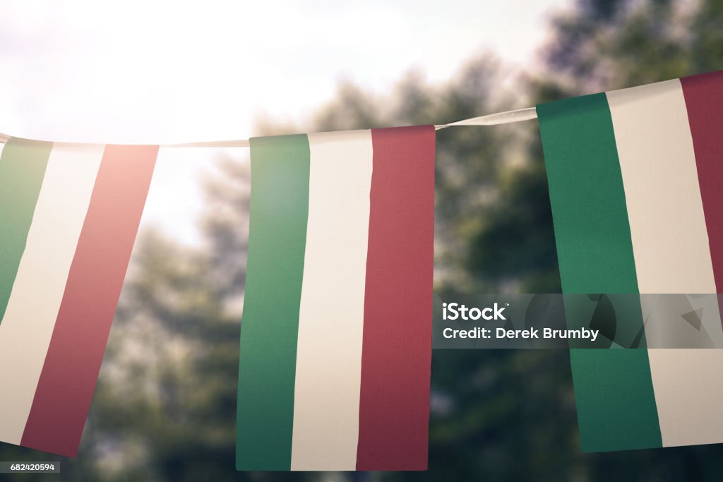 Flag of Hungary Flag of Hungary hanging pennants Arts Culture and Entertainment Stock Photo