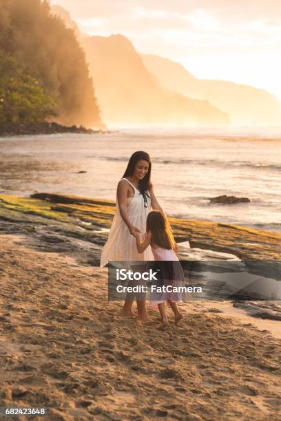 Hawaii Family Vacation On Beach Stock Photo - Download Image Now - Family, Hawaii Islands, Asian and Indian Ethnicities