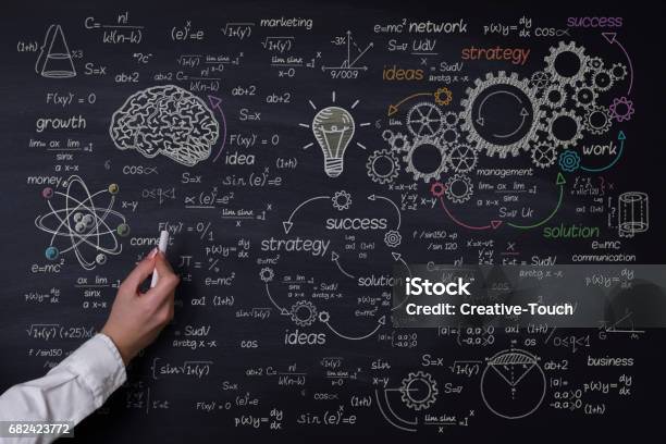 Concept Drawing On Blackboard Stock Photo - Download Image Now - Healthcare And Medicine, Science, Teamwork