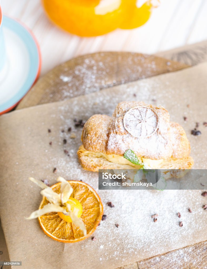 Continental breakfast with croissants, orange juice and coffee or tea french breakfast with croissants, orange juice and coffee or tea Bakery Stock Photo