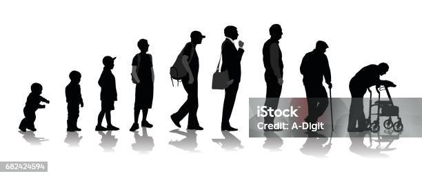 Life Changes Stock Illustration - Download Image Now - In Silhouette, Senior Adult, Senior Men