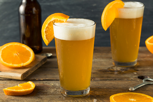 Organic Orange Citrus Craft Beer with a Garnish