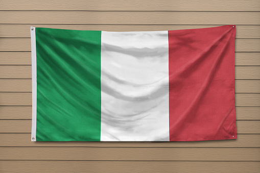 Flag of Italy hanging on a wall