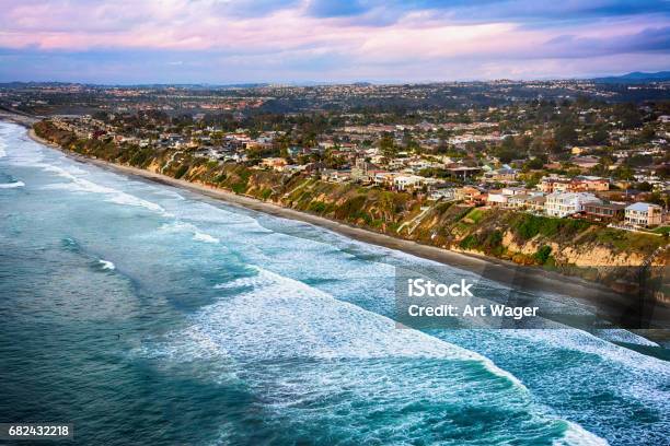 Coastline Of Leucadia California Aerial View Stock Photo - Download Image Now - California, Encinitas, San Diego
