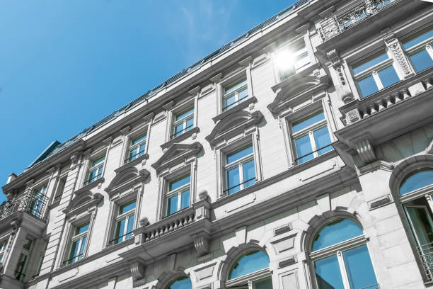 istock restored building exterior / apartment building facade 682440586