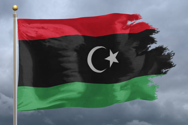 bandera de libia - libyan flag fotografías e imágenes de stock