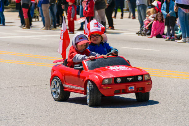 Children Parading During The Polish Constitution Day Parade stock photo