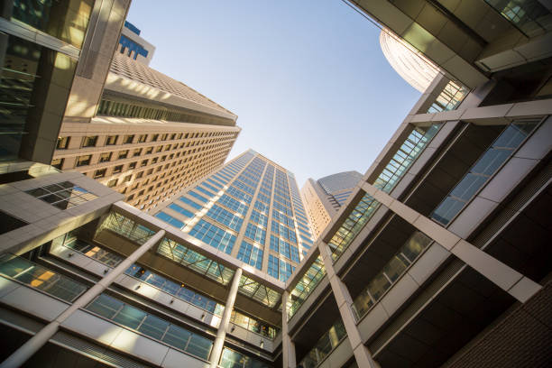 istock Look up the urban high-rise office building from below 682460856