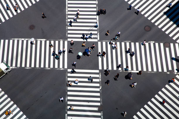 istock Look at the crosswalk of the scrambled intersection from above 682460900