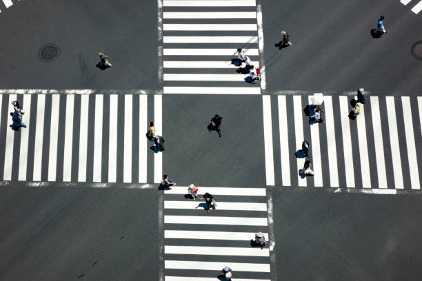 istock Look at the crosswalk of the scrambled intersection from above 682460920