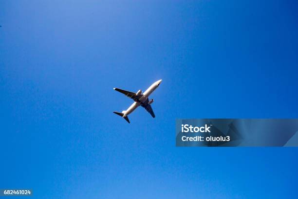 Airplane In The Sky Stock Photo - Download Image Now - Commercial Airplane, Flying, Aerospace Industry