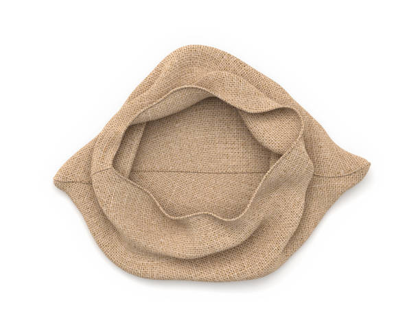 istock 3d rendering of an empty canvas money-bag as seen from above on white background 682461356