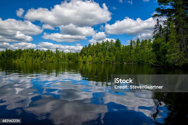 Reflejando Nubes Y Bosque Lago Sawbill Bwcaw Foto de stock y más banco de imágenes de Minnesota - Minnesota, Lago, Verano