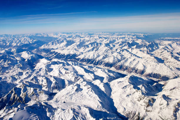 istock Areal view of Alps mountains 682474460