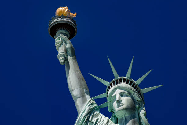 istock Statue of liberty in New York on blue sky 682474792