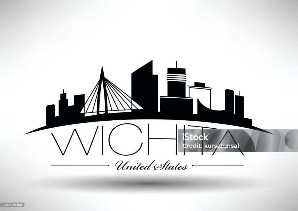 Vector Graphic Design di Wichita City Skyline - arte vettoriale royalty-free di Wichita