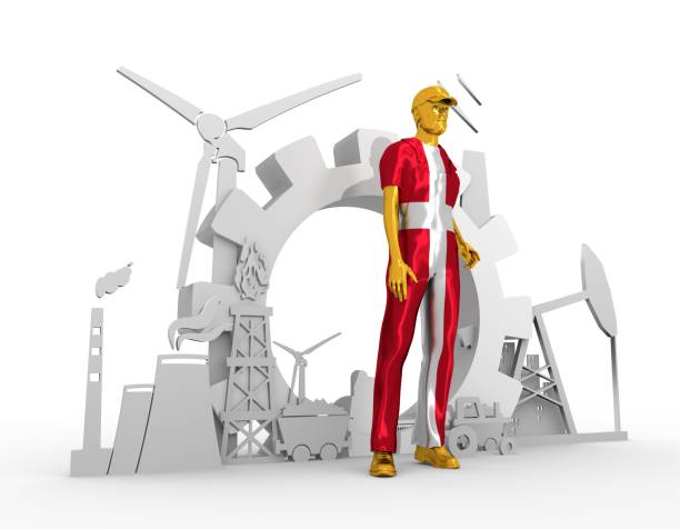 istock Young man and industrial isometric icons set 682485668