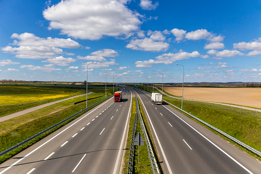 Llittle traffic on highway S3, Zachodniopomorskie, Poland