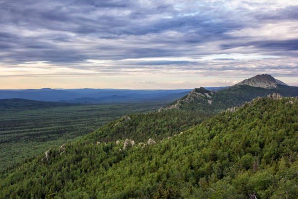 istock Panoramic view of the mountains and cliffs, South Ural. Summer in the mountains. 682497096