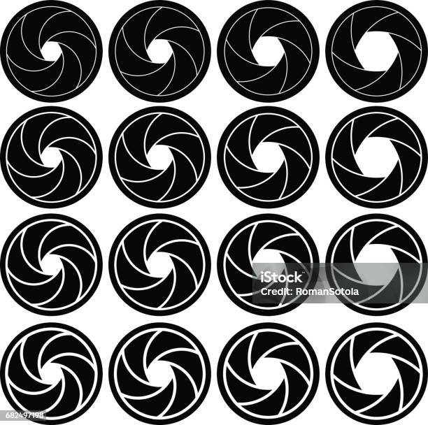 Vector Camera Shutter Apertures Stock Illustration - Download Image Now - Aperture, Aspirations, Black Color