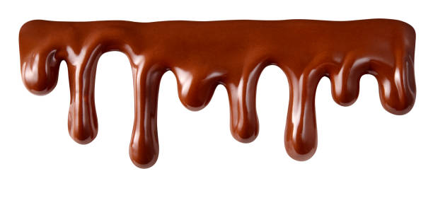 istock Melted chocolate syrup is dripping. Streams with drops isolated on white. With clipping path. 682501318