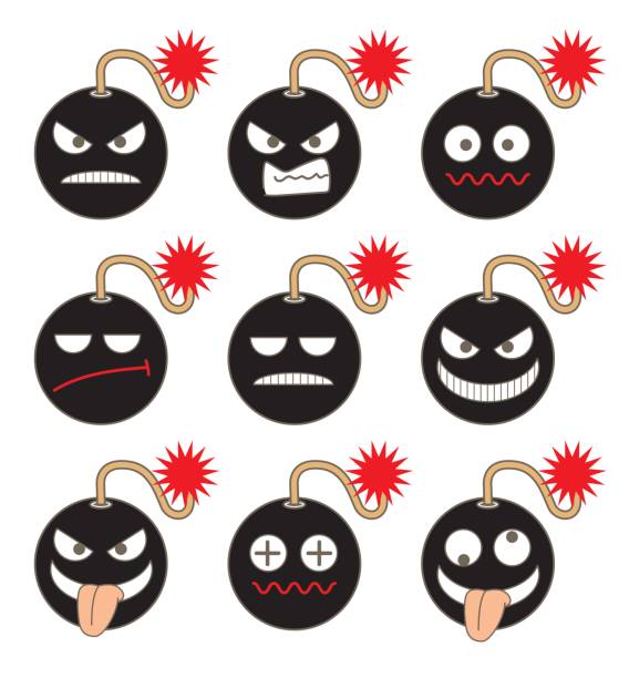 bomb emojis set Vector image of web material clip art of a yuck mouth stock illustrations