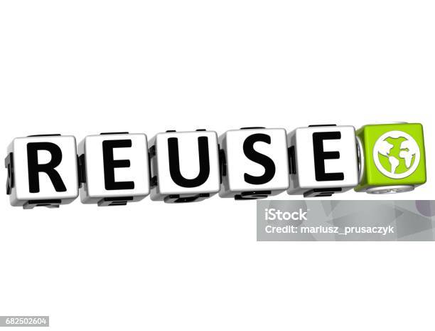 Reuse Rj 3d Reuse Button Click Here Block Text Stock Photo - Download Image Now ...