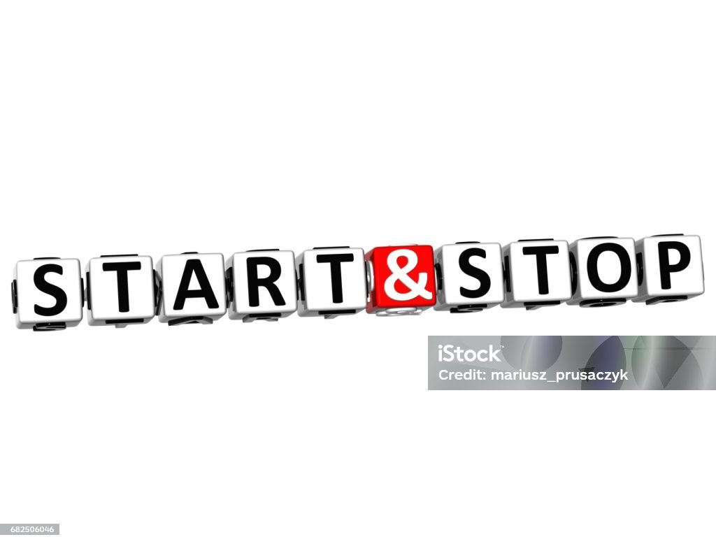 Start Stop Text 3d Start And Stop Button Click Here Block Text Stock Illustration ...