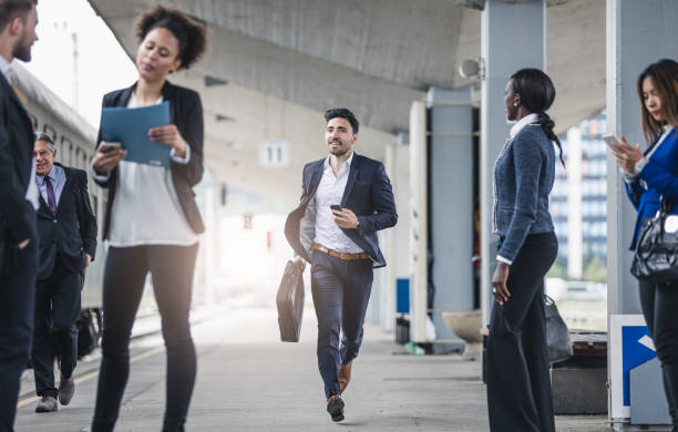 istock Businessman Running Along Train Station 682516630