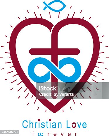 istock True Infinite Christian Love and Belief in God, vector creative symbol design, combined with infinity eternal loop and Christian Cross, vector icon,
 or sign. 682516922