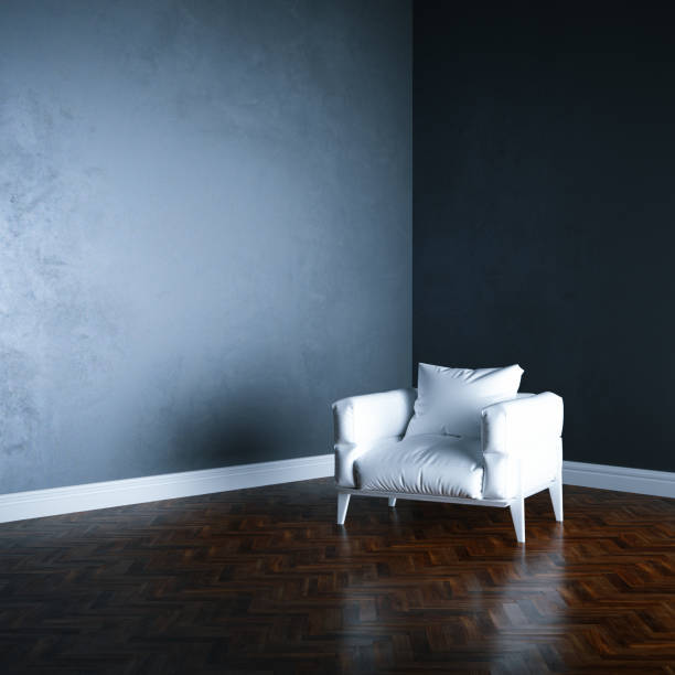 istock 3d render white armchair in white interior mock up perspective view 682523704