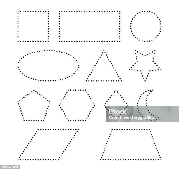 Geometric Shapes Vector Symbol Icon Design Stock Illustration - Download Image Now - Dotted Line, Circle, Star Shape