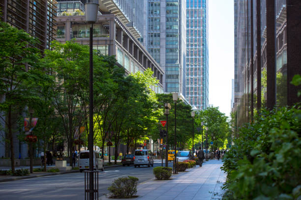 istock Buildings in the office area, roads and sidewalks 682547382