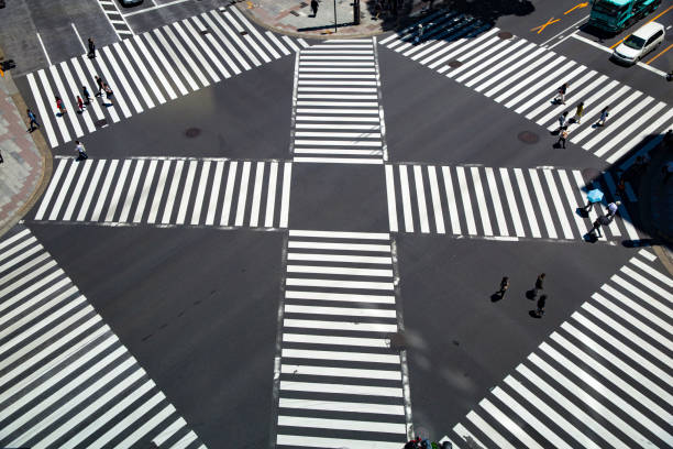istock Look at the crosswalk of the scrambled intersection from above 682551068