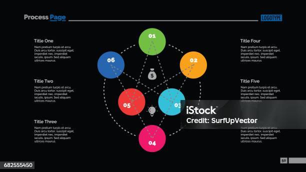 Six Elements Flowchart Slide Template Stock Illustration - Download ...