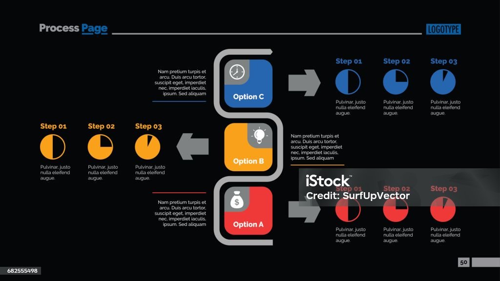 Three Options Flowchart Slide Template Stock Illustration - Download ...