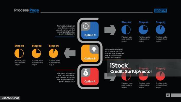Three Options Flowchart Slide Template Stock Illustration - Download ...