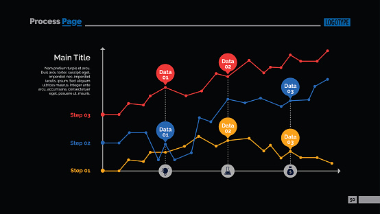 3 Point Average Graph Three Point Charts Slide Template Stock Illustration - Download Image ...