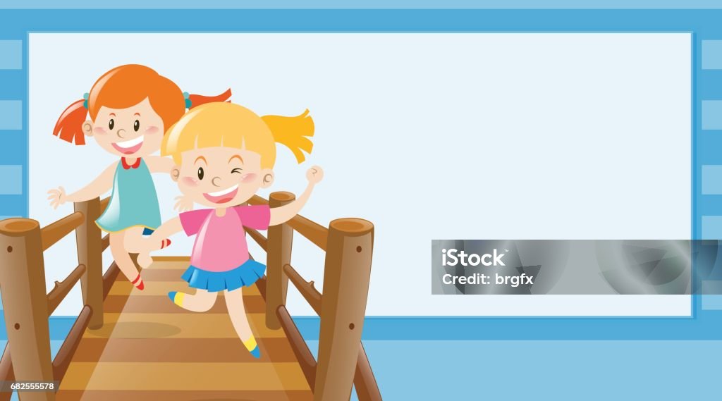 Border Template With Two Girls On The Bridge Stock Illustration - Download  Image Now - Art, Blank, Chalkboard - Visual Aid - iStock