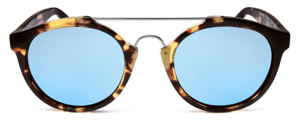 istock sunglasses spotted brown, blue mirror lenses isolated on white background 682555672