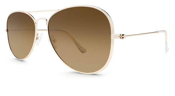 istock golden sunglasses isolated on white background 682555758