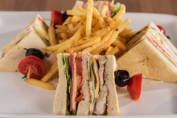 istock Club sandwich with fried fries 682556250