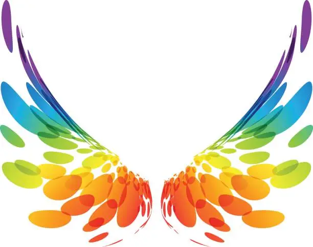 Vector illustration of Pair colorful wings on white