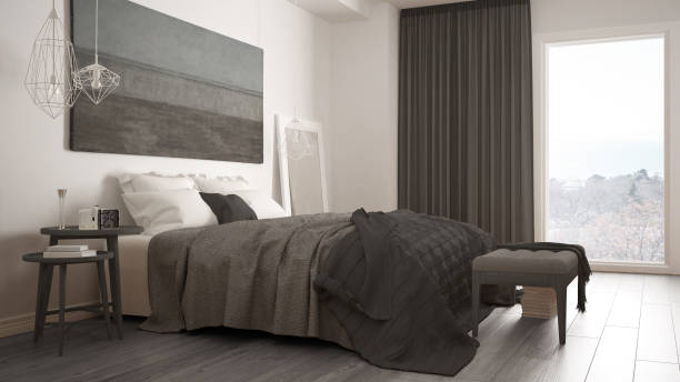 istock Classic bedroom, scandinavian modern style, minimalistic interior design 682568662